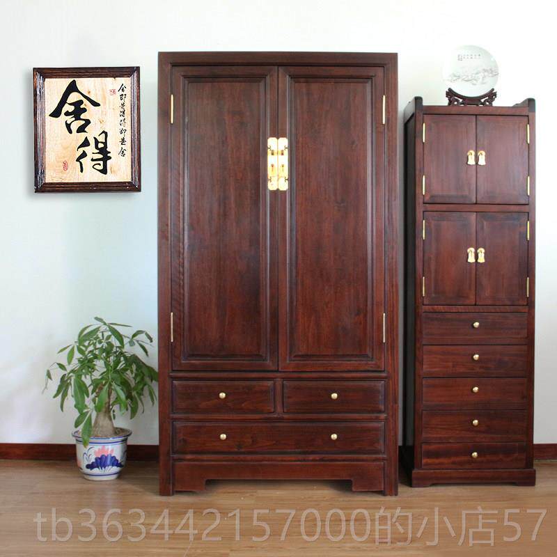 高档新中收式实木衣柜立现代简约双门衣橱香樟木储物纳家用卧室柜