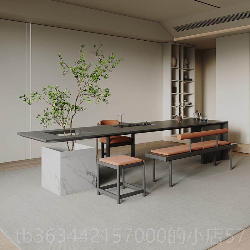 高档现代简台茶桌椅组合实木岛新台中式嵌入式一体茶黑色约禅意办,商业/办公家具,茶台/茶桌,淘宝优惠券,粉丝福利购,淘宝优惠卷