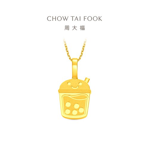 周大福奶茶小鼻嘎足金吊坠送礼