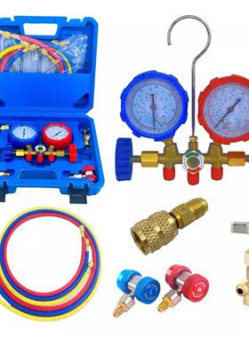 R134a汽车空加氟表RR134AR22调R12管ZH-1502制冷剂的3路AC歧仪表