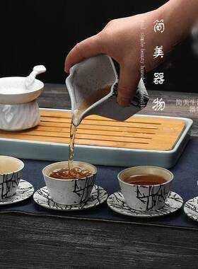 简美黑陶功夫茶具装套装用JM-tz04家陶瓷日式公室茶具套办茶具礼