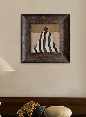 中风皮感革画框复古沙发背景墙客餐厅卧装饰古画室样B-562板房高