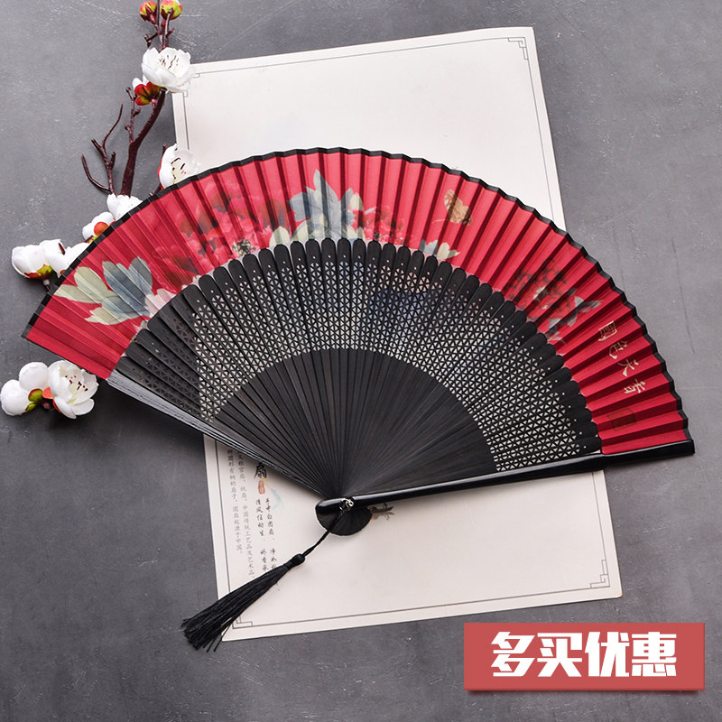 女式夏天便携扇子中国古风日式和风汉服古装随身跳舞蹈旗袍小折扇
