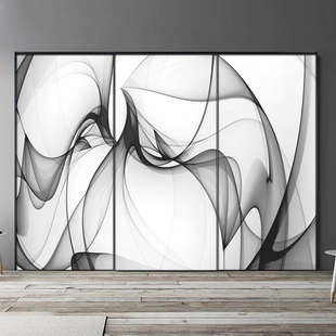 创意黑白抽象图案衣柜门贴纸翻新自粘遮丑门贴纸防水柜门改造贴膜