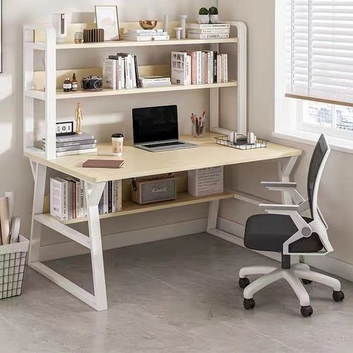 台式电脑桌家用书桌书架一体现代简约学生桌子学习桌初中生办公桌