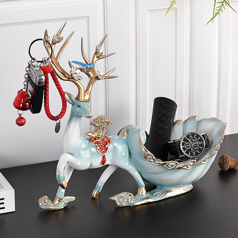 创意现代轻奢招财麋鹿钥匙收纳摆件玄关客厅酒柜进门口鞋柜装饰品,家居饰品,装饰摆件,淘宝优惠券,粉丝福利购,淘宝优惠卷