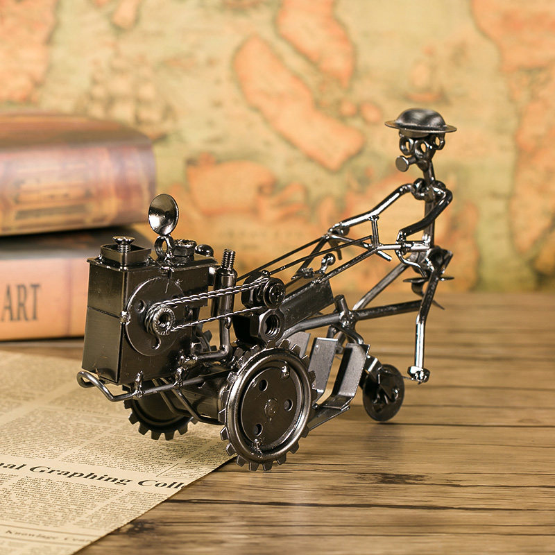 复古铁艺拖拉机金属模型摆设创意书桌家庭家居装饰工艺品书架摆件