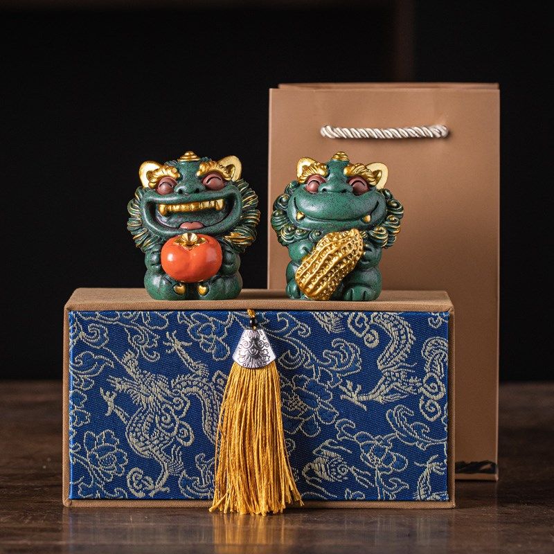 招财石狮子一对可爱治愈系好事发生创意工艺品摆件公司个人伴手礼,家居饰品,装饰摆件,淘宝优惠券,粉丝福利购,淘宝优惠卷