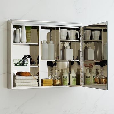 不锈镜墙柜浴室洗子钢漱台挂式卫生间镜收纳一体柜厕所化妆346镜7