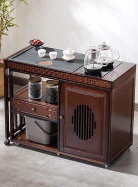 5V移车动小茶桌家用茶台实木旋水DZN转茶烧壶一体水柜带轮茶茶边