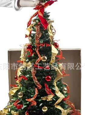 工厂热卖可伸缩圣诞树3ft-塔10ft折叠圣诞树诞宝树加CDB灯圣节装