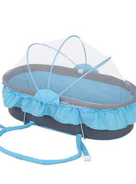 holyat婴提篮宝宝手提便儿携式睡YVB篮带篮蚊帐c可折叠