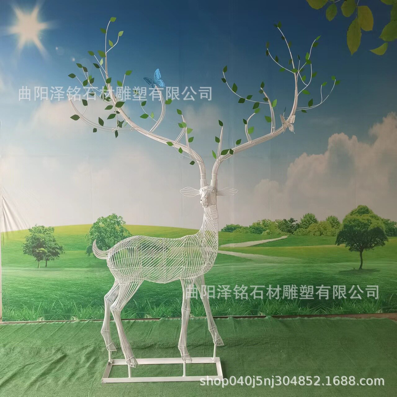 现货不锈钢发光镂空鹿景观雕塑