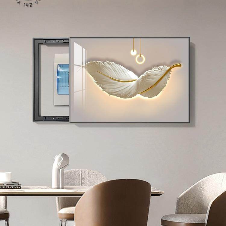 轻奢电厅表箱装饰画2客0F97J9T9725新款配电箱电闸源盒遮挡箱电总