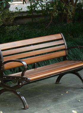 公园椅户外长椅休闲防室腐木RYN塑木外长凳子条靠背排座椅庭院铸
