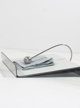 现代厅轻奢不锈钢皮革纸巾架厅家居酒店样间售楼处FQU客餐板边几