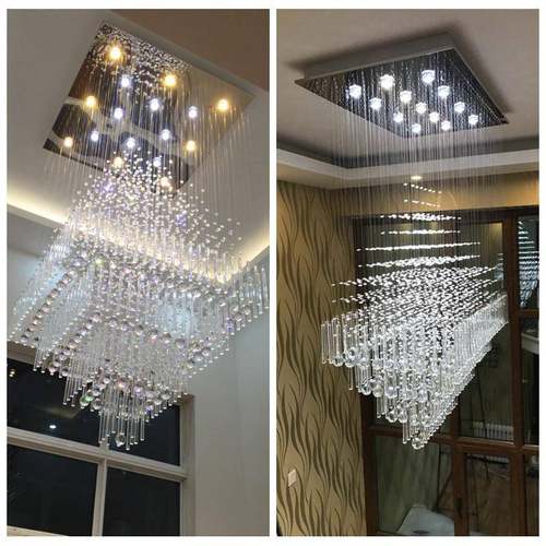 复吊11562楼楼梯水晶吊吊灯式别墅客厅方形灯现代简约水晶灯