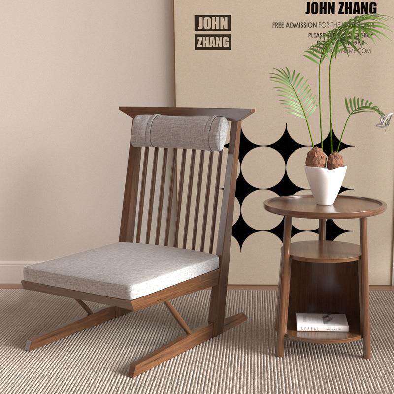 诧木寂实风靠背单人沙发椅民宿533酒店阳台复古休闲椅中岛风高躺