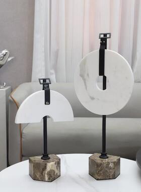 现简1358大理石平安约关扣摆件家居客代厅玄柜软装饰品样板房金属