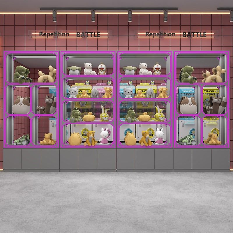 潮玩店展示柜玩具动漫电玩城手办柜积分礼品兑换机货架定制娃娃柜