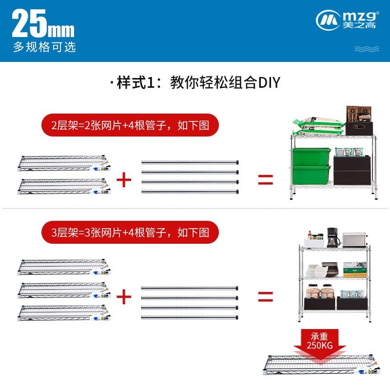 美之高 DIY定制置物架货架自由组合办公桌衣柜商用餐车厨房收纳架