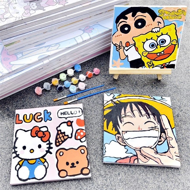 数字油画摆摊颜料diy填色手工网红卡通动漫油彩画儿童手绘画,家居饰品,DIY/数字油画,淘宝优惠券,粉丝福利购,淘宝优惠卷