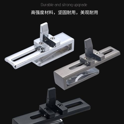 玻璃移门锁浴室玻璃门锁淋浴房屏风锁免打孔隔断双门推拉门锁黑色