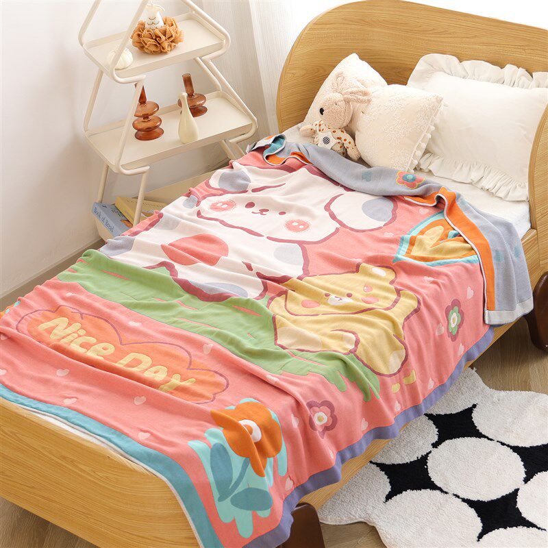 四层儿童竹纤维冷感毯卡通纱布盖毯夏季薄款家用婴幼儿午睡毛巾被,床上用品,休闲毯/毛毯/绒毯,淘宝优惠券,粉丝福利购,淘宝优惠卷