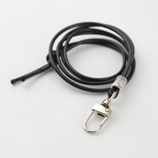 黑色蜡绳老人儿童钥匙扣防丢挂脖绳男女通用金属扣头编织绳挂件绳