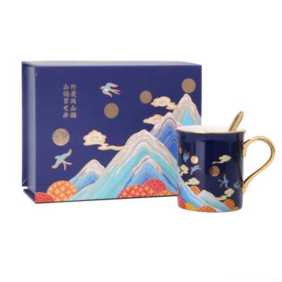 正品几行国风山海情杯国杯潮创意瓷侣伴手陶礼圣诞节情侣生日纪念