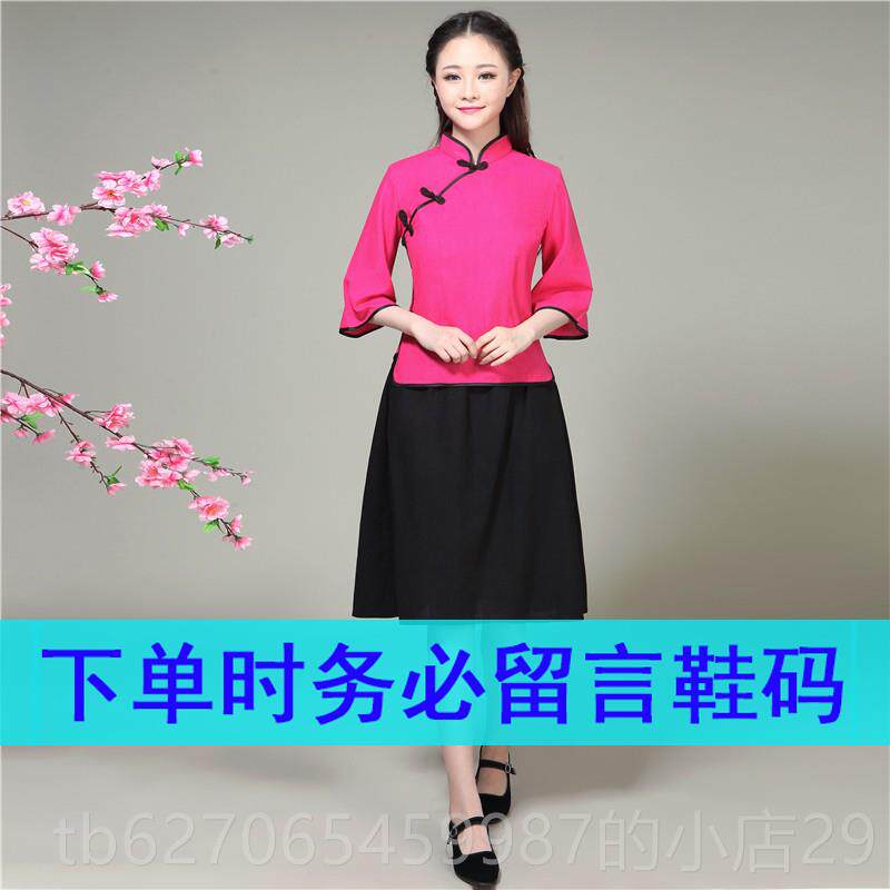 高档国学生装民女五四青年毕装复古风棉麻古装汉服班服业校服合唱