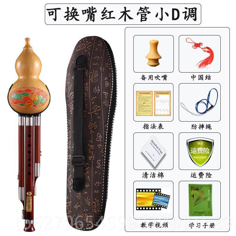 正品黑檀木葫芦丝专业演奏级c调器降b调小d调F调红G乐成调人学生
