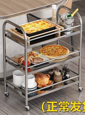 新品三层LWR串串香钢烤肉餐厅饭店菜推车厨房收纳多层不锈置火锅