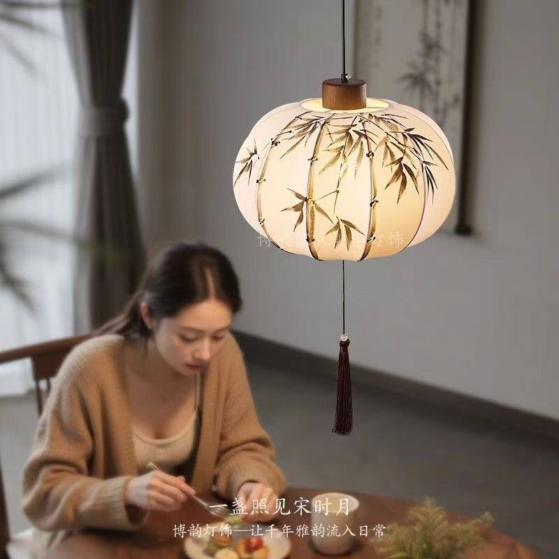 宋代美学吊灯禅意灯笼复古客厅中式茶室古典卧室中国风圆形小吊灯