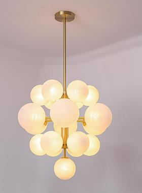 奶油风客厅灯法式简约泡泡灯主卧室灯loft公寓小户型挑空楼梯吊灯