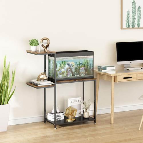 简约风鱼缸底柜铁艺承重底架落地多层园艺花架办公区打印机文件架