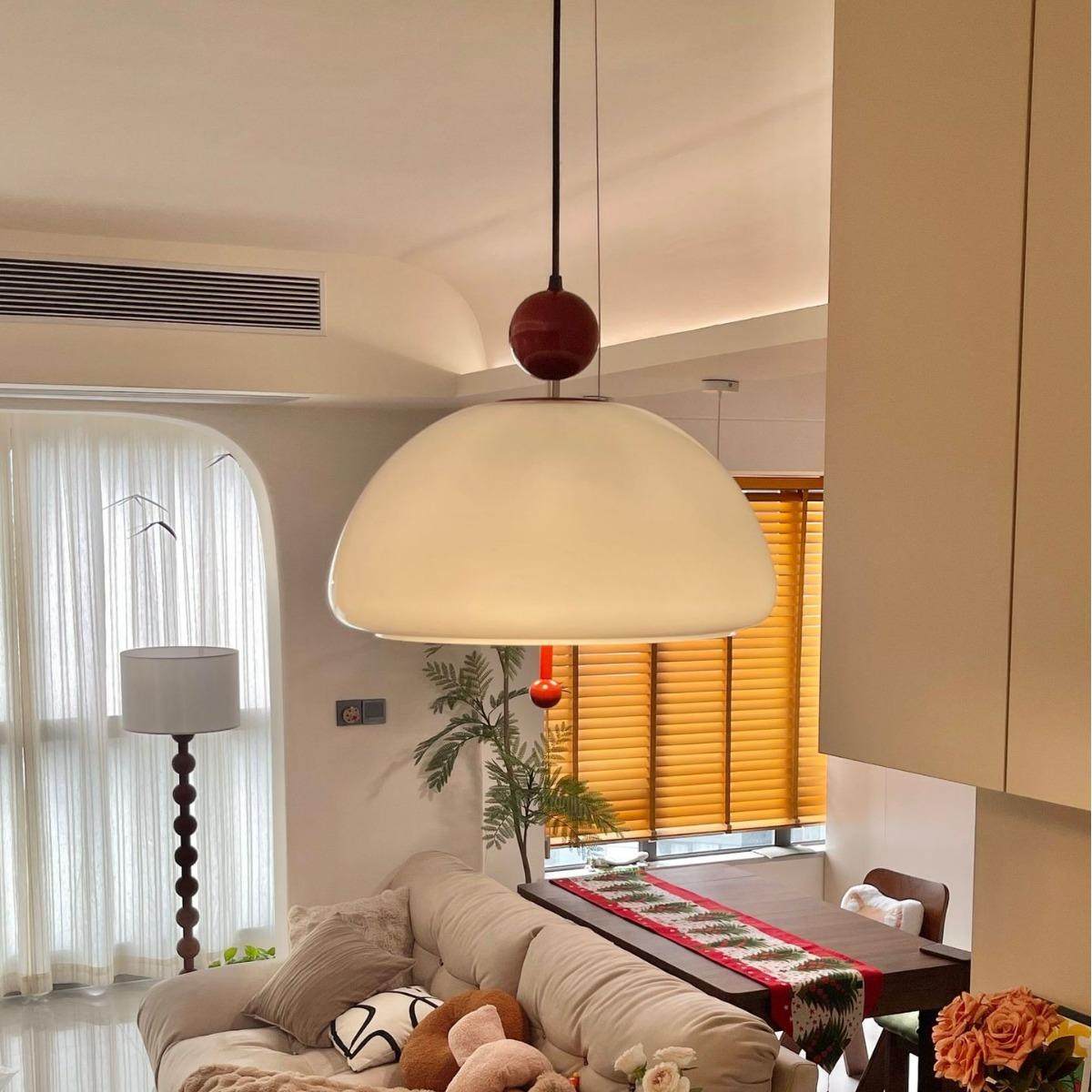 设计师创意餐吊灯台包豪斯中古风吊灯酒店书房复古奶油风玻璃吊灯