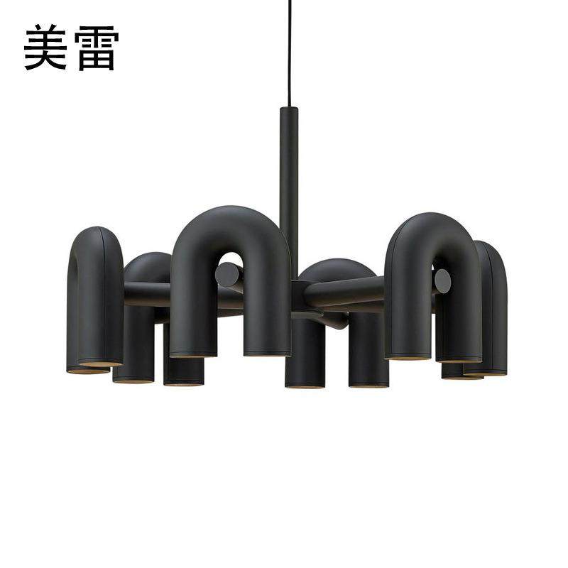 客厅吊灯北欧现代简约儿童房主题卧室灯ins设计师样板间U型水管灯