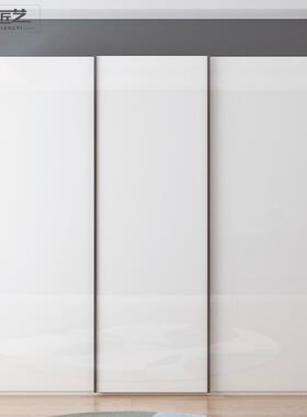 5YA1推拉门衣柜简约现代三移门亮光白色2.4米1.8m整体大衣橱实木