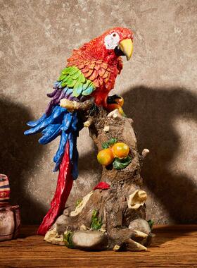 北欧仿真鹦鹉摆件田园风创意鸟模型客厅酒柜电视柜玄关装饰工艺品