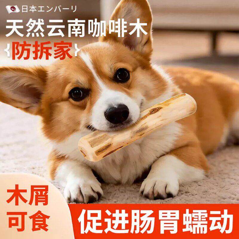 狗狗磨牙咖啡木防拆家自嗨解闷洁齿玩具耐咬磨牙棒木头小中大型犬