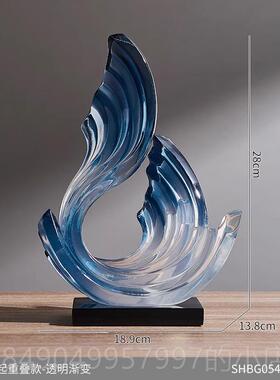 高档轻奢高档庆红色级风生水起办公客厅电视柜装饰品摆件高感喜发