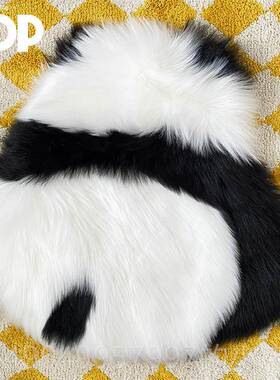 高档DDP羊可爱熊猫长毛绒手工坐ins卧室厅垫客衣帽毛间家用宠物地