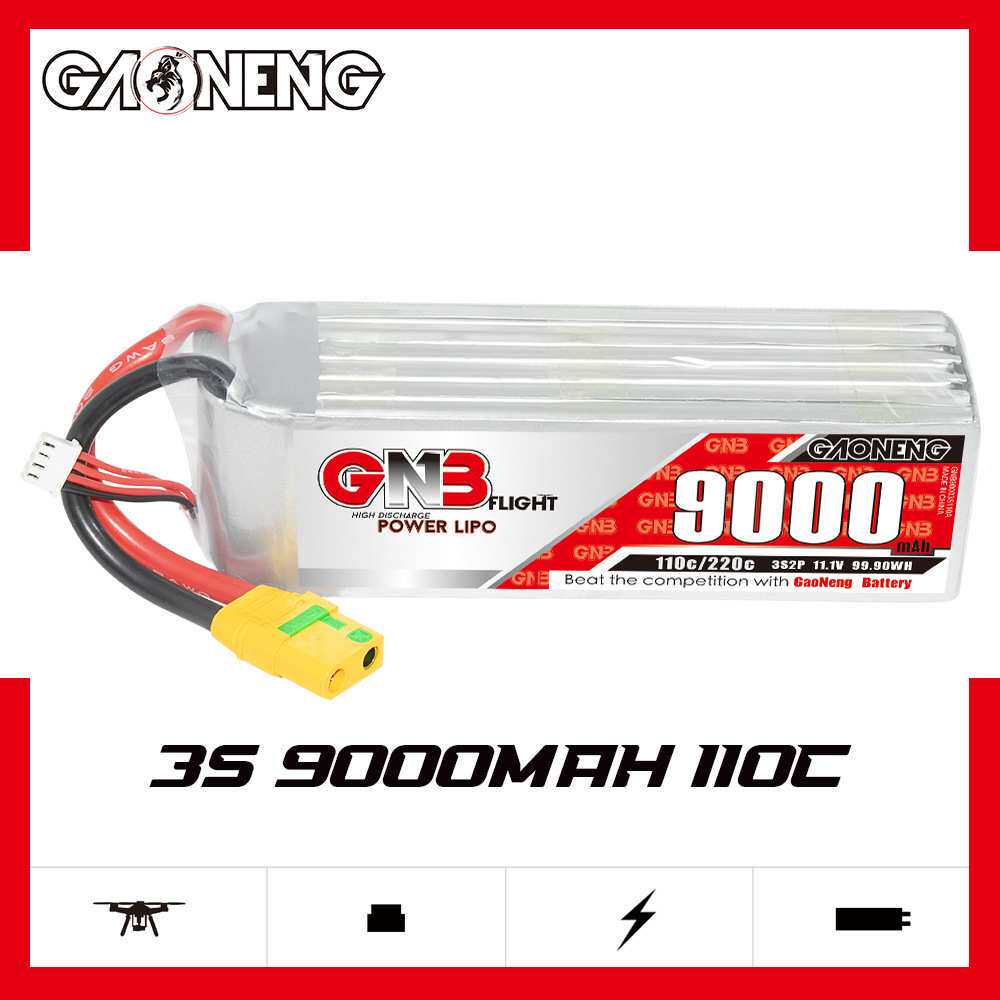 GNB高能9000mAh 3S 11.1V 110C遥控直升机固定翼植保机RC锂电池