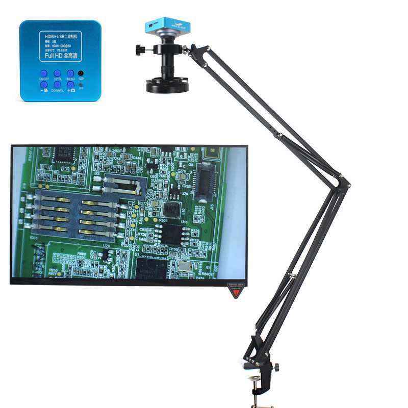 HDMI工业视频显微镜相机USB 输出 130X镜头C接口 51CM悬臂支架