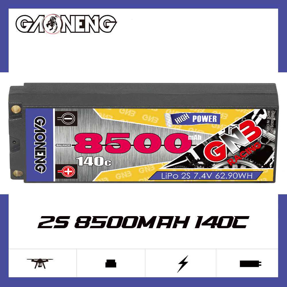 GNB高能8500mAh 2S 7.4V 140C适配1/10漂移大脚遥控车模型锂电池