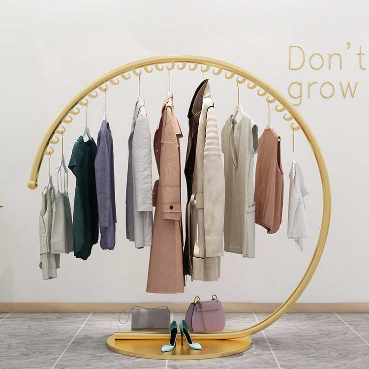 服装店轻奢女装店弧形半圆形衣帽架可移动挂衣杆展示衣帽架多功能