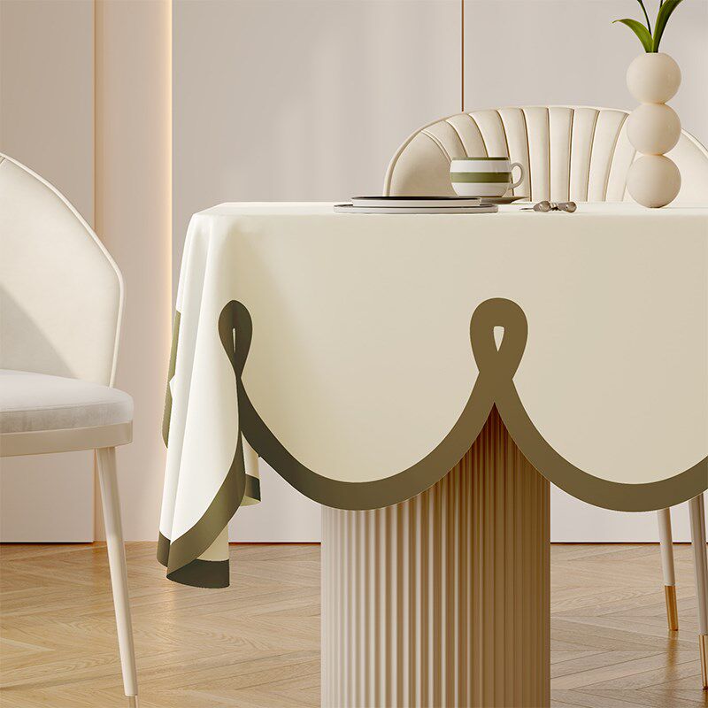 奶油风餐桌桌布免洗防水防油桌垫轻奢高级感垂布长方形茶几台布