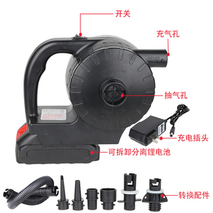 多功能户外蓄电泵充气抽气露营气垫床游泳池橡皮艇游泳圈150W气泵