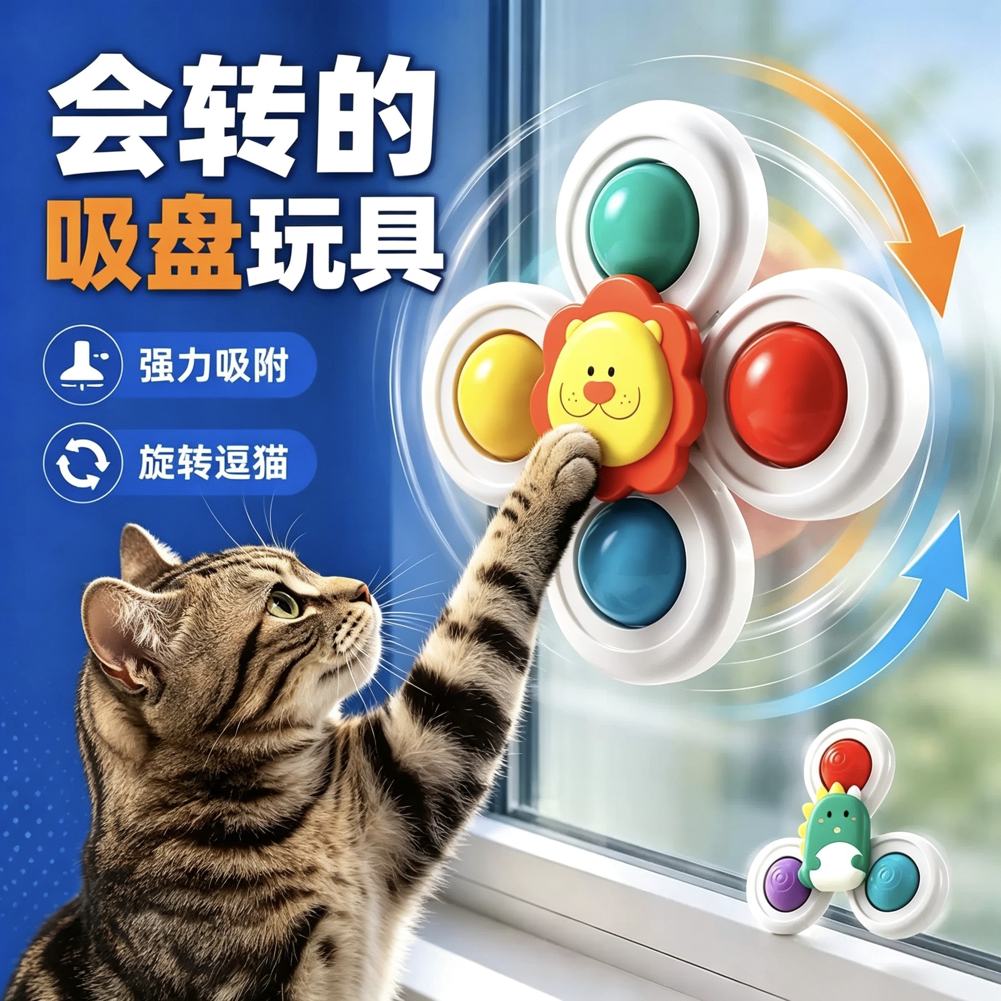 强力吸附!猫玩具转转乐旋转逗猫